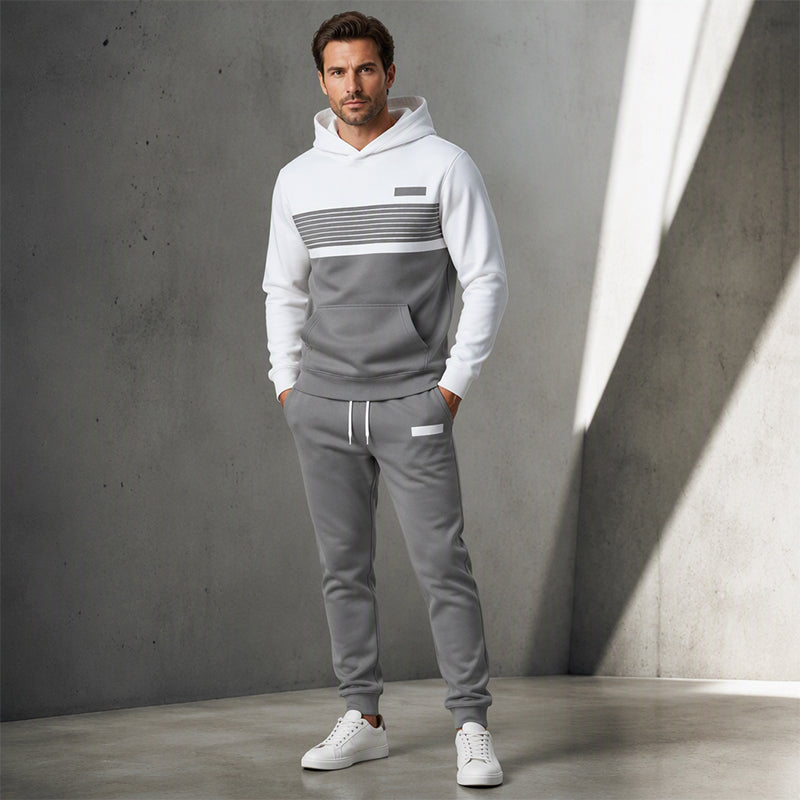 Ensemble sweat à capuche et pantalon décontracté à blocs de couleurs pour homme