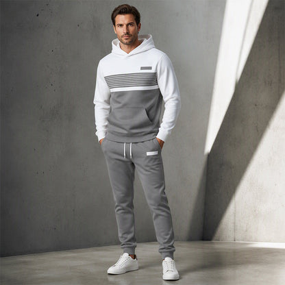 Ensemble sweat à capuche et pantalon décontracté à blocs de couleurs pour homme