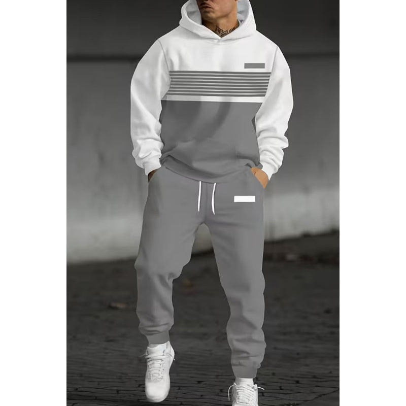 Ensemble sweat à capuche et pantalon décontracté à blocs de couleurs pour homme