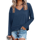 Haut féminin à col V, ample et à manches longues