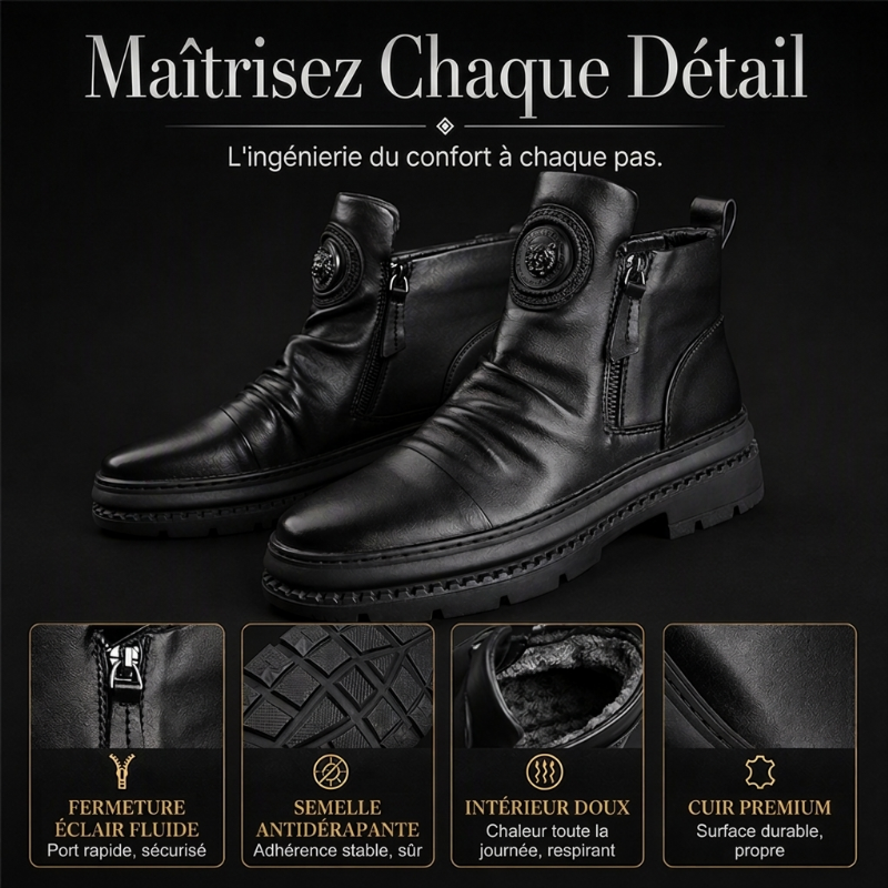 Bottes chaudes à semelle antidérapante et doublure chaude pour hommes