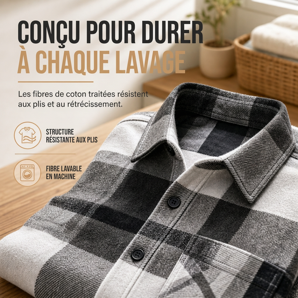 Chemise casual à carreaux en flanelle pour homme