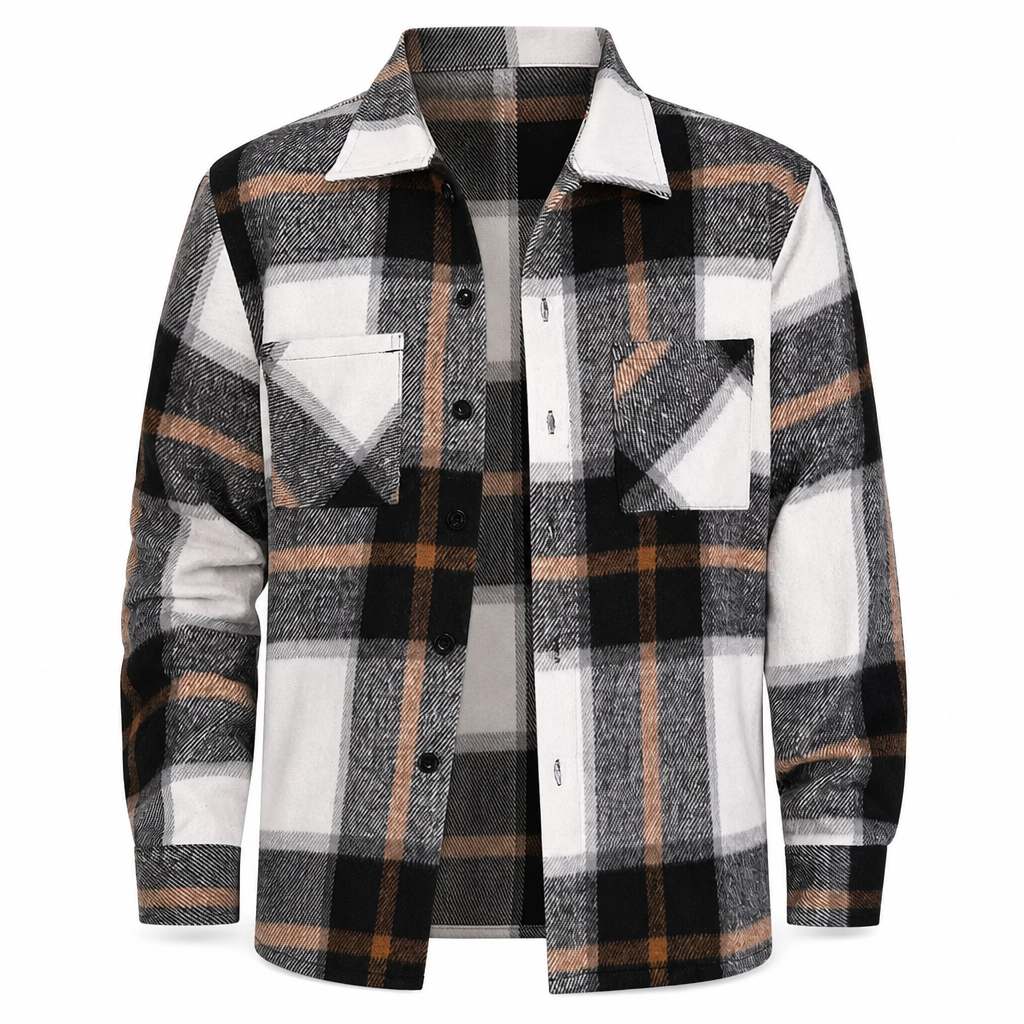 Chemise casual à carreaux en flanelle pour homme
