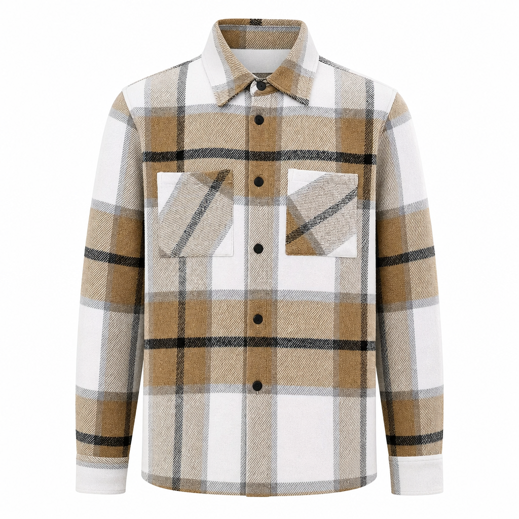 Chemise casual à carreaux en flanelle pour homme