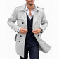 Trench-coat classique pour homme, longueur mi-longue, double boutonnage