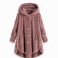 Manteau en peluche doublée polaire asymétrique à boutons, unis pour femme, hiver