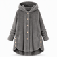 Manteau en peluche doublée polaire asymétrique à boutons, unis pour femme, hiver