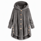Manteau en peluche doublée polaire asymétrique à boutons, unis pour femme, hiver