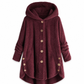 Manteau en peluche doublée polaire asymétrique à boutons, unis pour femme, hiver