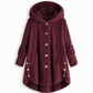 Manteau en peluche doublée polaire asymétrique à boutons, unis pour femme, hiver