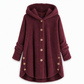 Manteau en peluche doublée polaire asymétrique à boutons, unis pour femme, hiver