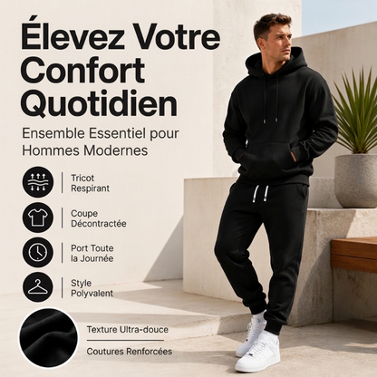 Ensemble 2 pièces à capuche et pantalon de survêtement décontractés pour homme