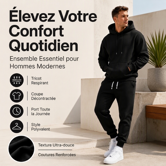 Ensemble 2 pièces à capuche et pantalon de survêtement décontractés pour homme