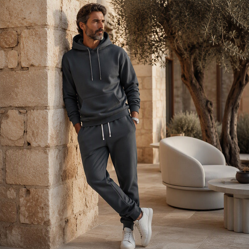 Ensemble 2 pièces à capuche et pantalon de survêtement décontractés pour homme