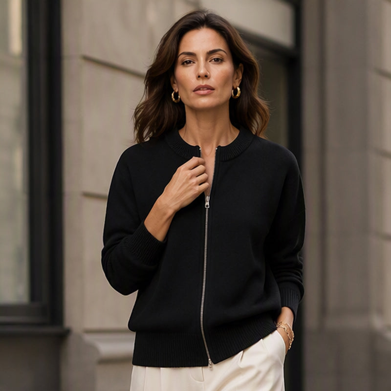 ☁️Veste en maille décontractée à fermeture éclair pour femme