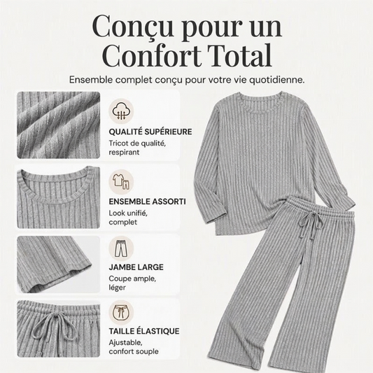 🔥DERNIER JOUR DE SOLDE : -70%👍✨Ensemble féminin 2026 style britannique : haut en maille côtelée et pantalon droit