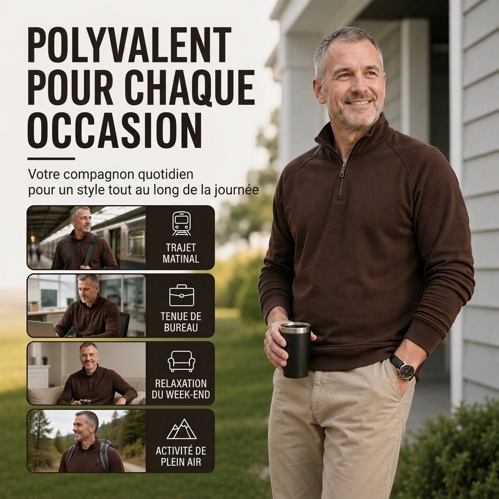 👜 -50 % sur toute la mode femme ! ✨Pull à col montant et demi-zip pour homme