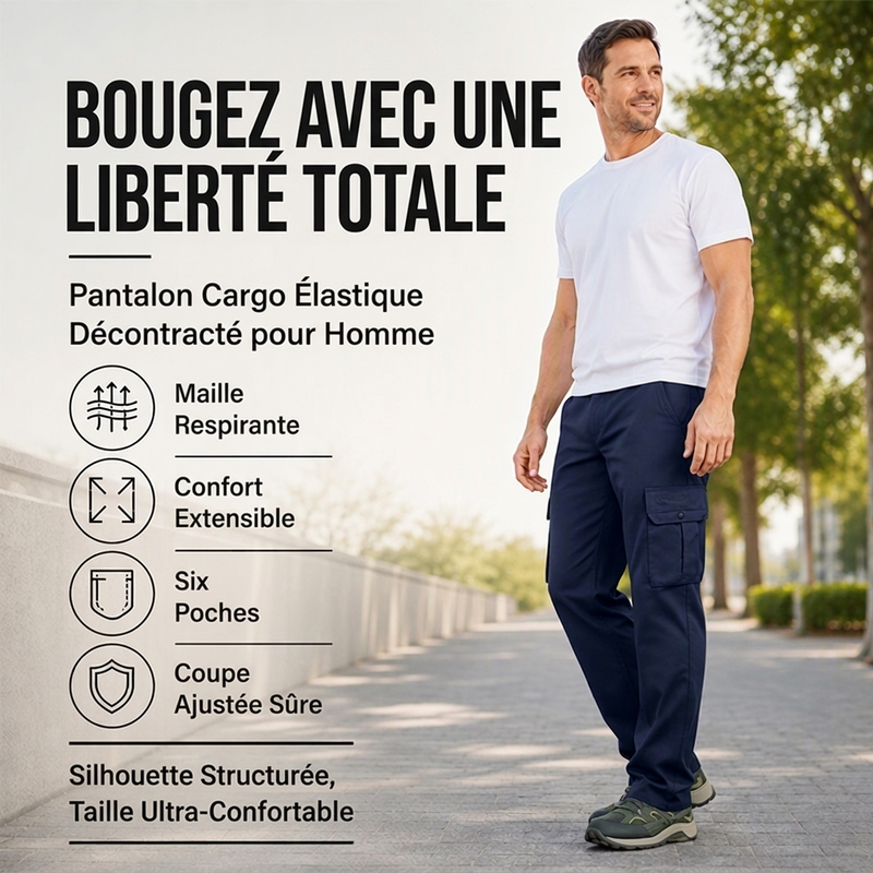 Pantalon cargo respirant et ample pour homme