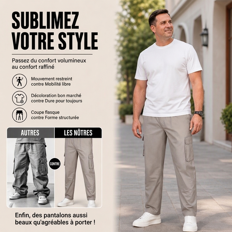 Pantalon cargo respirant et ample pour homme