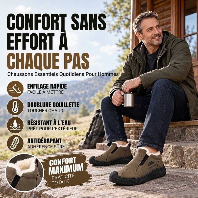 Chaussures de marche pour hommes avec doublure en peluche d'hiver