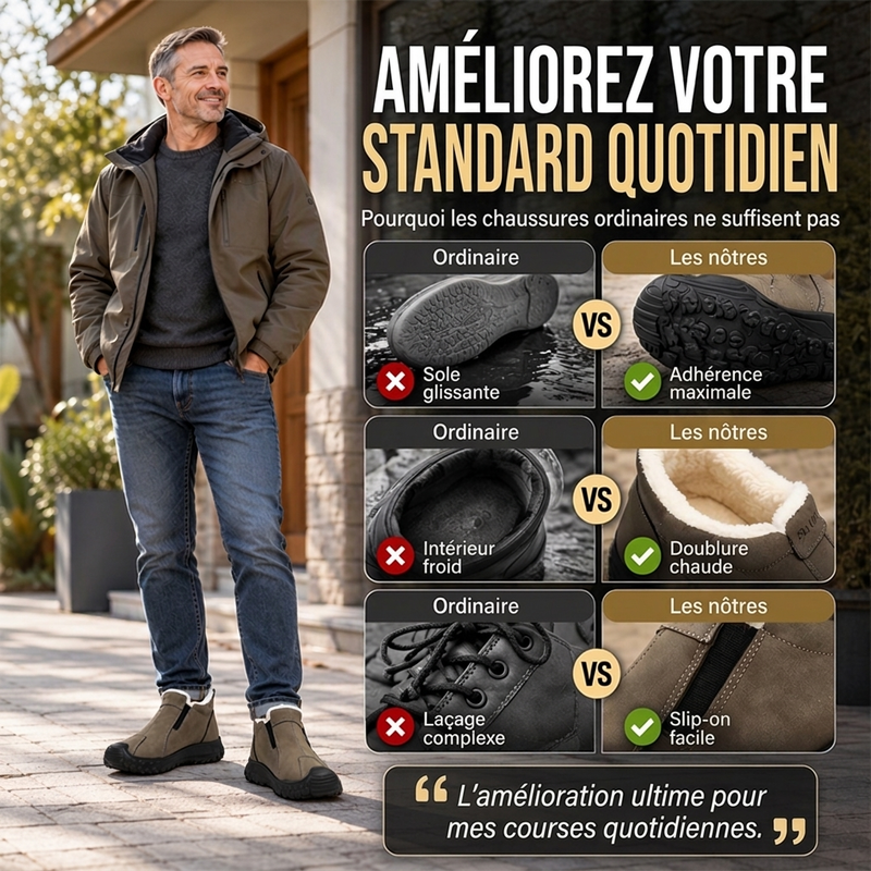 Chaussures de marche pour hommes avec doublure en peluche d'hiver