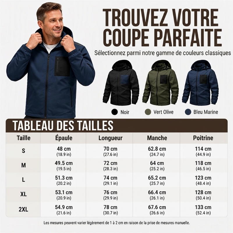 🔥 50% de réduction 🔥Blouson Coupe-Vent Extérieur pour Homme avec Capuche Amovible