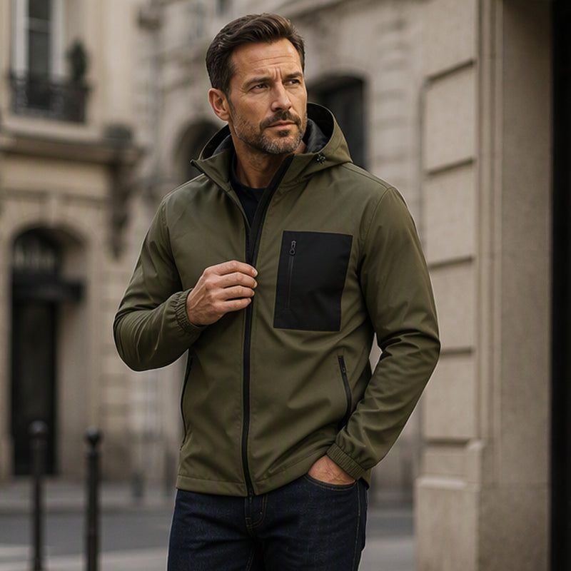 🔥 50% de réduction 🔥Blouson Coupe-Vent Extérieur pour Homme avec Capuche Amovible