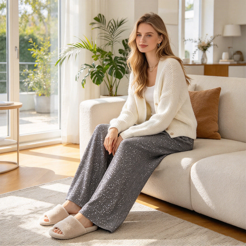 🔥 50% de réduction 🔥Pantalon large à paillettes scintillantes pour femme