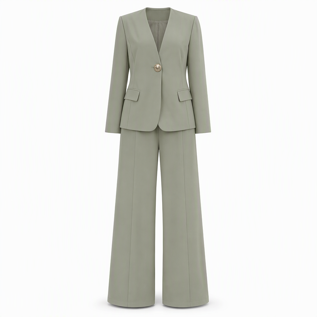Ensemble deux pièces élégant avec blazer cintré et pantalon large décontracté