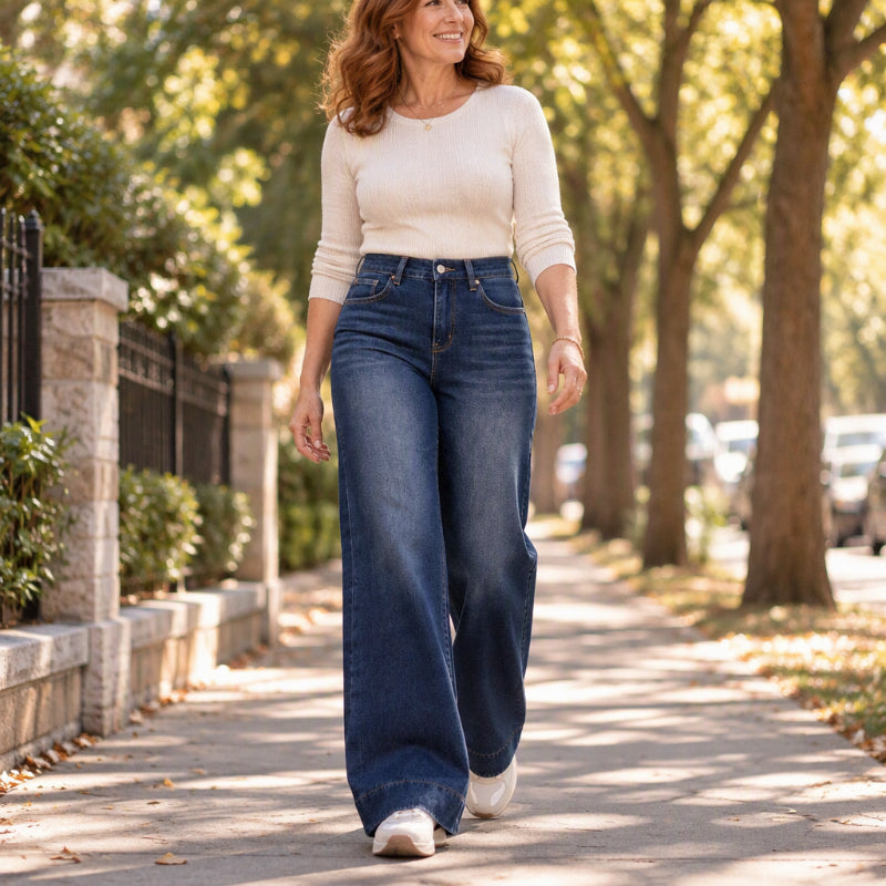 👜 -50 % sur toute la mode femme ! ✨Jeans thermiques à taille haute et jambe large pour femme