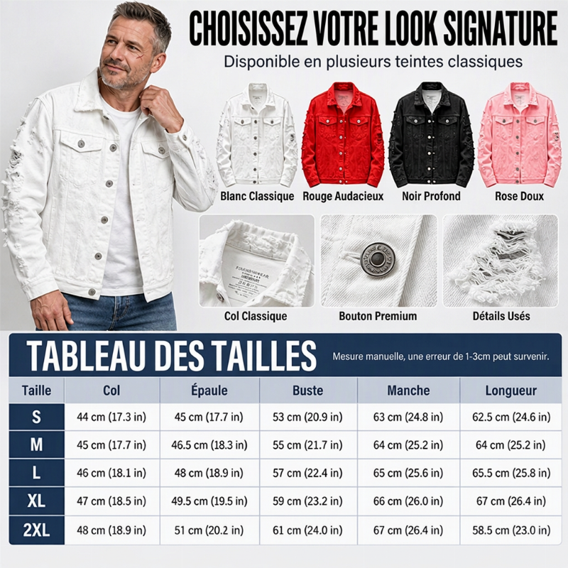 Veste en jean décontractée et polyvalente pour homme