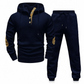 Ensemble de survêtement 2 pièces en jacquard pour homme, sweat à capuche et pantalon de survêtement décontractés pour automne-hiver
