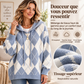 Pull à capuche Argyle décontracté pour femmes