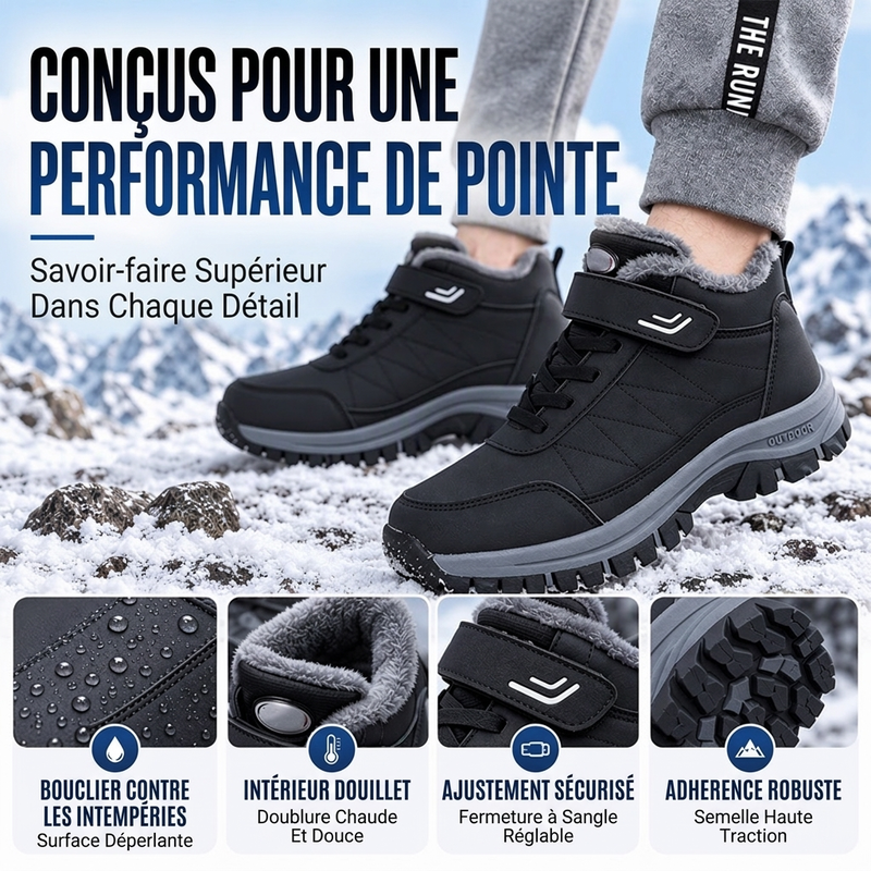 ⏳Liquidation totale⏳Bottes de neige d'hiver pour hommes avec doublure en peluche