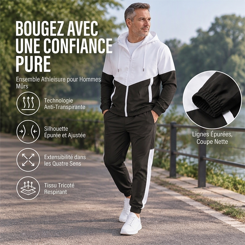 Ensemble léger veste et jogging à blocs de couleur pour homme