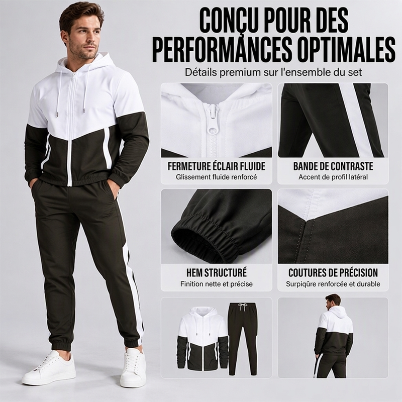 Ensemble léger veste et jogging à blocs de couleur pour homme