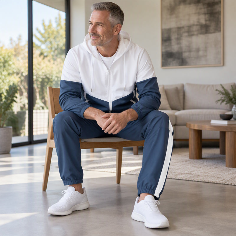 Ensemble léger veste et jogging à blocs de couleur pour homme