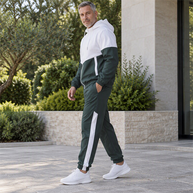 Ensemble léger veste et jogging à blocs de couleur pour homme