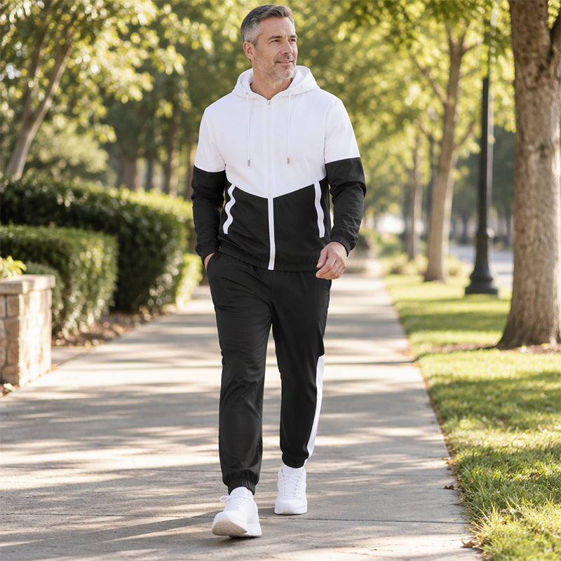 Ensemble léger veste et jogging à blocs de couleur pour homme