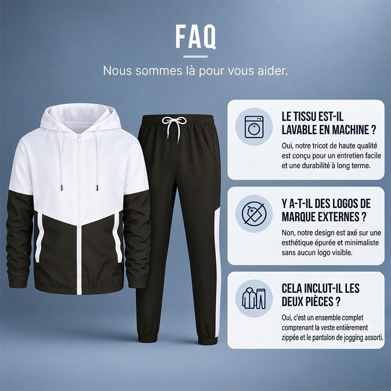 Ensemble léger veste et jogging à blocs de couleur pour homme