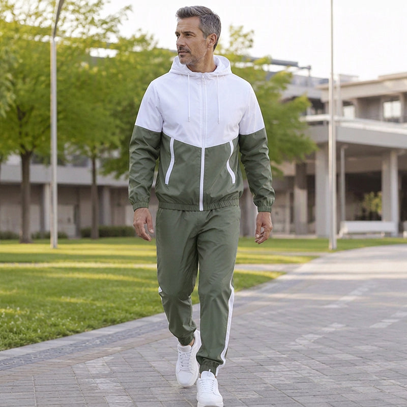 Ensemble léger veste et jogging à blocs de couleur pour homme