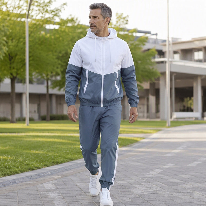 Ensemble léger veste et jogging à blocs de couleur pour homme