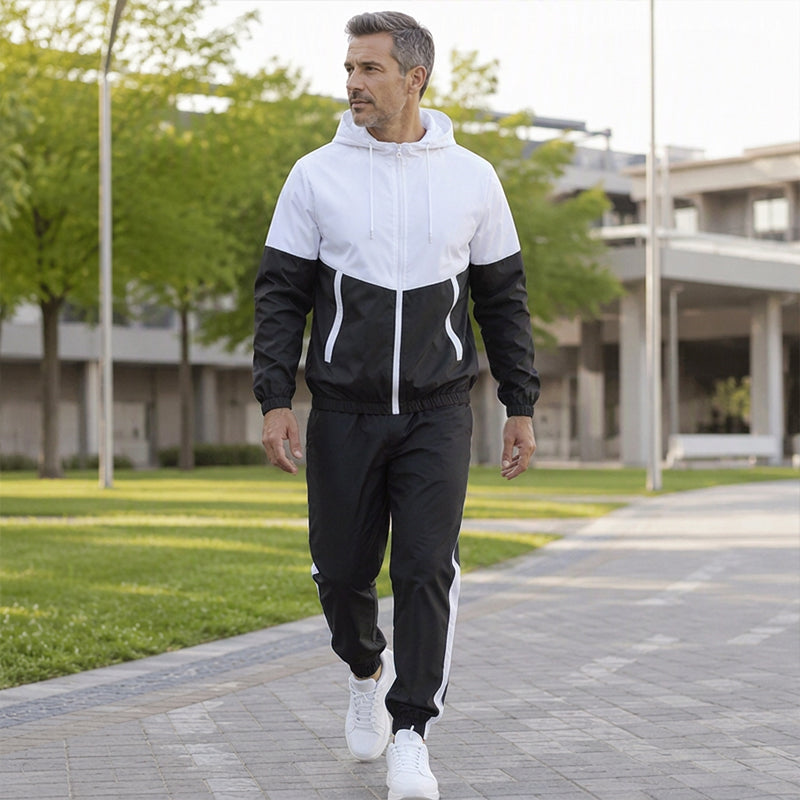 Ensemble léger veste et jogging à blocs de couleur pour homme