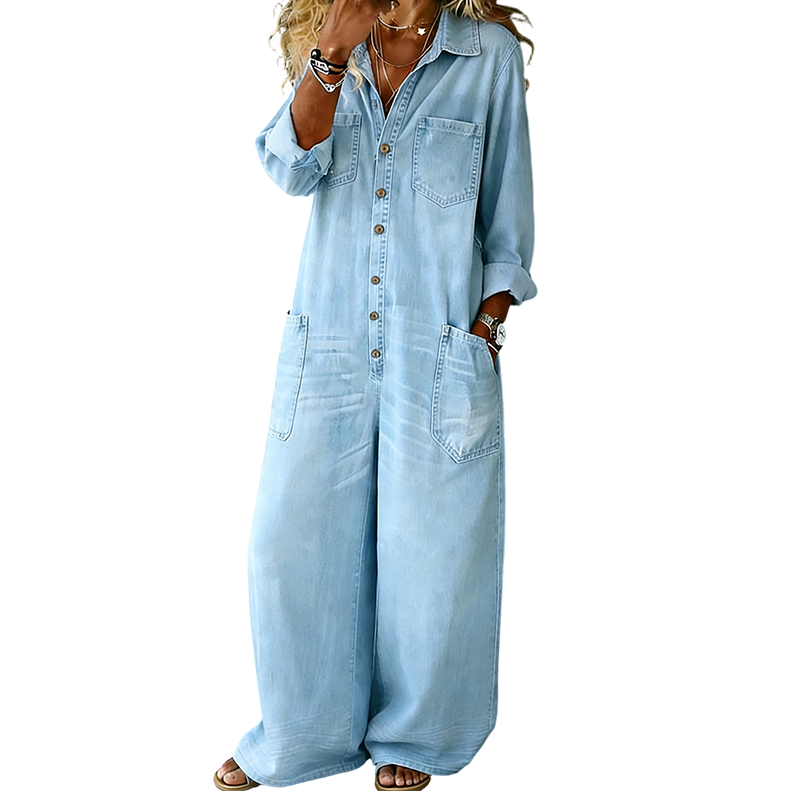 👜 -50 % sur toute la mode femme ! ✨Combinaison femme décontractée en jean à manches longues