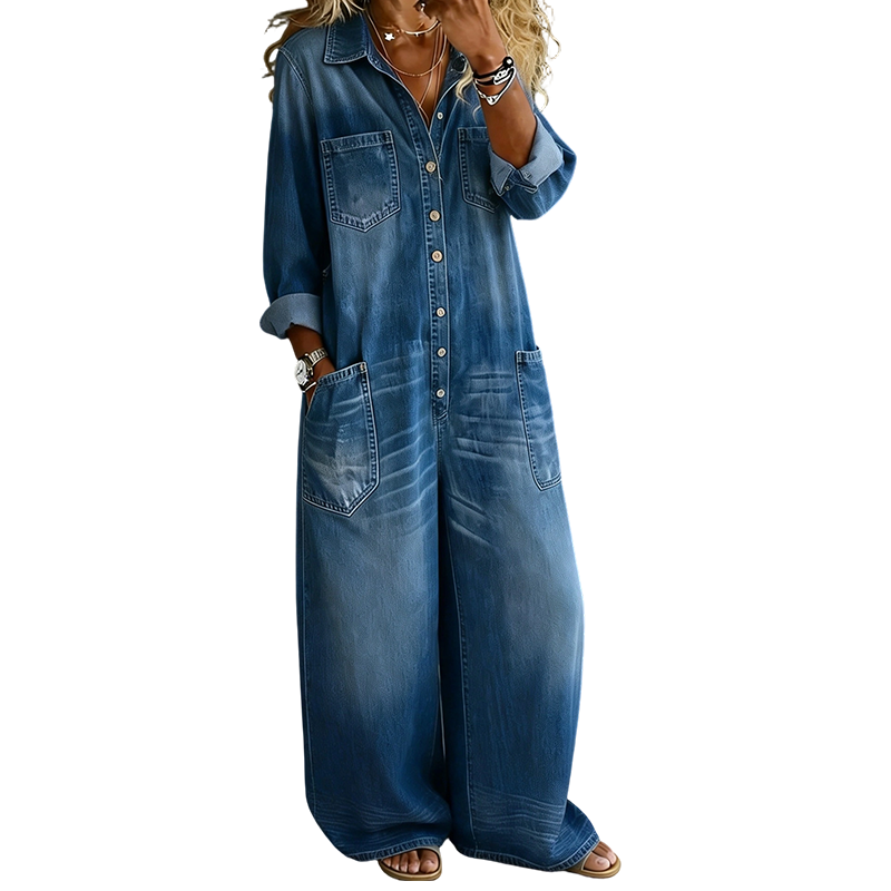 👜 -50 % sur toute la mode femme ! ✨Combinaison femme décontractée en jean à manches longues