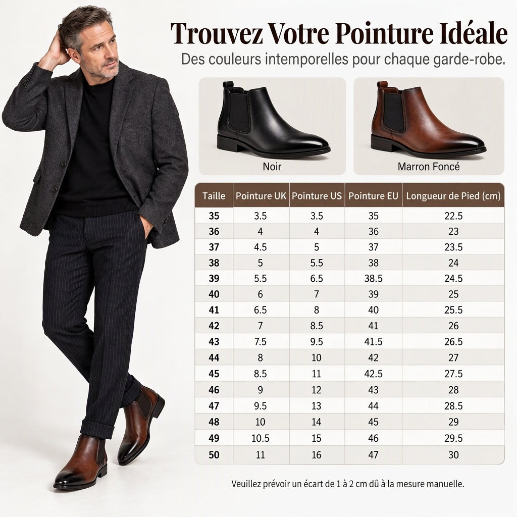 Bottines Chelsea en cuir pour hommes
