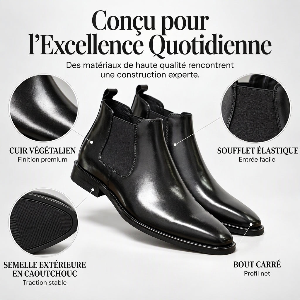 Bottines Chelsea en cuir pour hommes