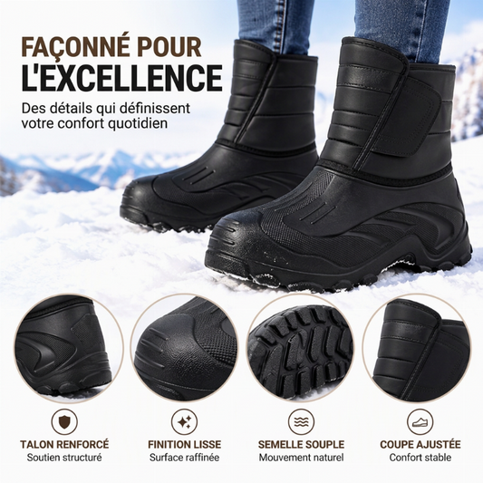 Bottes de neige imperméables unisexes à doublure pelucheuse