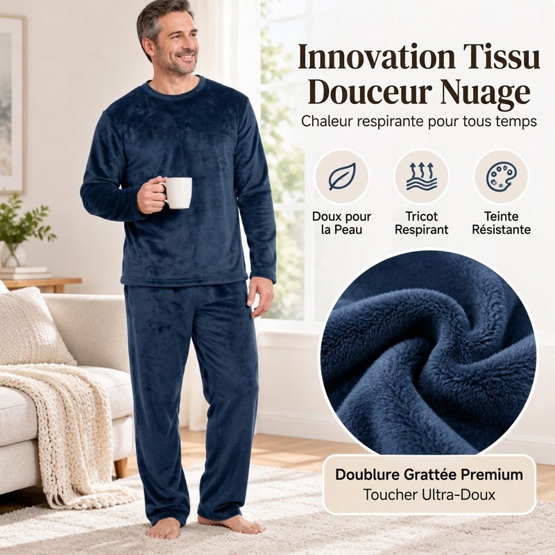 Ensemble Pyjama Velours Thermique Confortable pour Homme