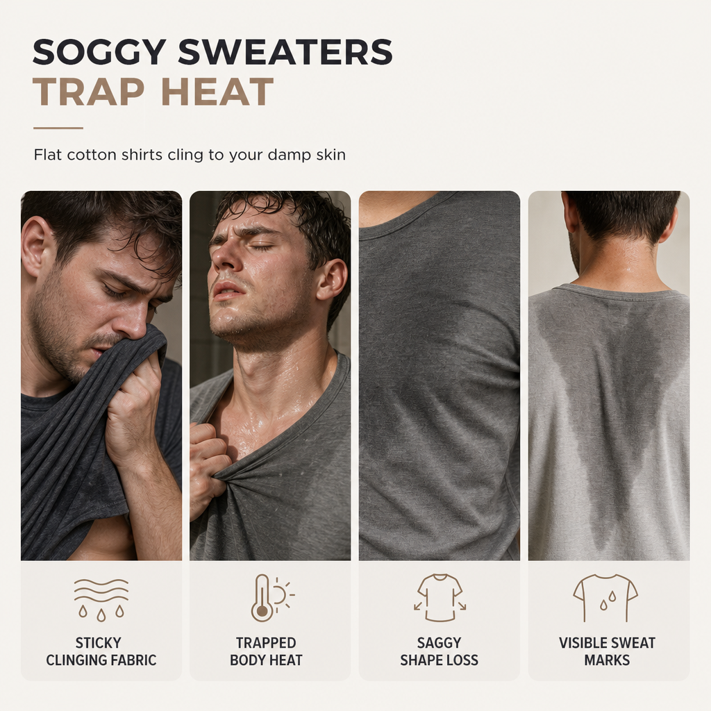 Sweat-shirt décontracté pour homme, coupe ajustée, col rond et manches longues